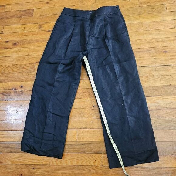 J. Crew Navy Wide Leg Cropped Linen Pants Size 4 - Picture 7 of 9